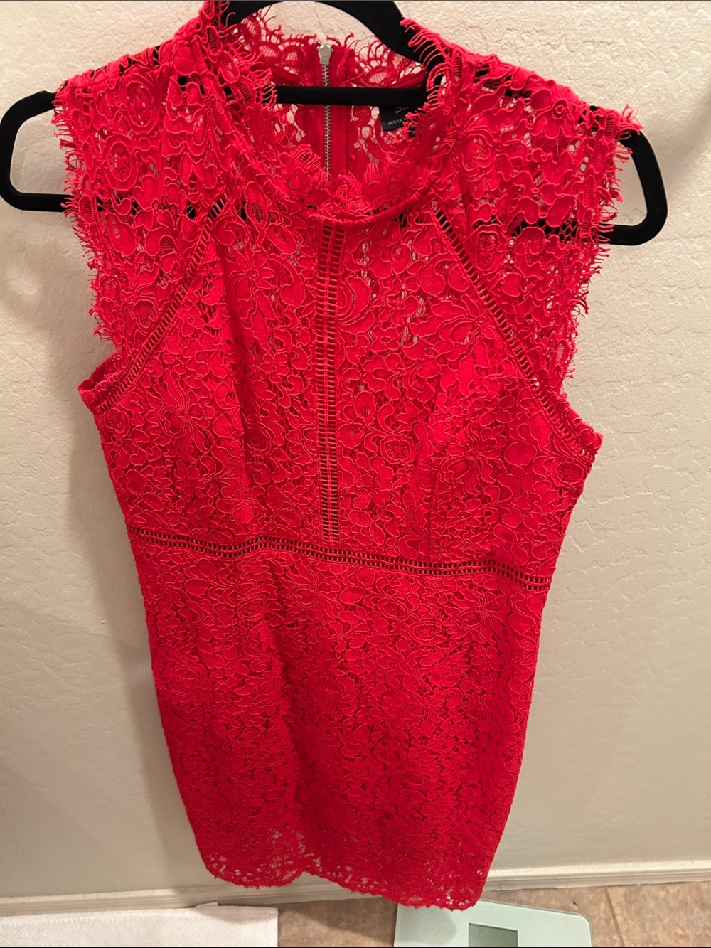 Bardot lace mock neck midi dress womens size 10.